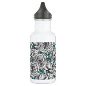 Witte rozen met blauwe bladeren waterfles  (Links)