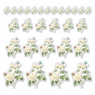Witte rozen met Stickers van Butterflies