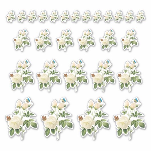 Witte rozen met Stickers van Butterflies (Voorkant)