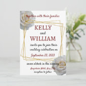 Witte Rozen Moderne Bloemenbruiloft Kaart (Staand voorkant)