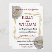 Witte Rozen Moderne Bloemenbruiloft Kaart (Voorkant / Achterkant)