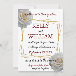 Witte Rozen Moderne Bloemenbruiloft Kaart