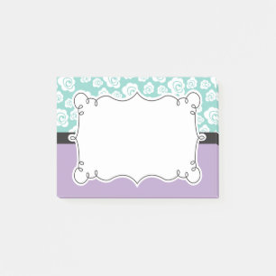Witte rozen op Aqua en Paars Post-it® Notes
