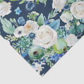 Witte rozen op blauwe achtergrond Decoupage Tissuepapier (Detail)