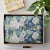 Witte rozen op blauwe achtergrond Decoupage Tissuepapier (Geschenk)
