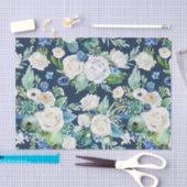 Witte rozen op blauwe achtergrond Decoupage Tissuepapier (Craft)