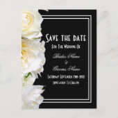 Witte rozen op een zwarte bruiloft, behalve de dat aankondigingskaart (Voorkant)