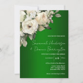 Witte rozen op Emerald Green Wedding Kaart (Voorkant)