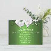  witte rozen op groene weddenschappen informatiekaartje (Staand voorkant)