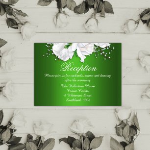  witte rozen op groene weddenschappen informatiekaartje