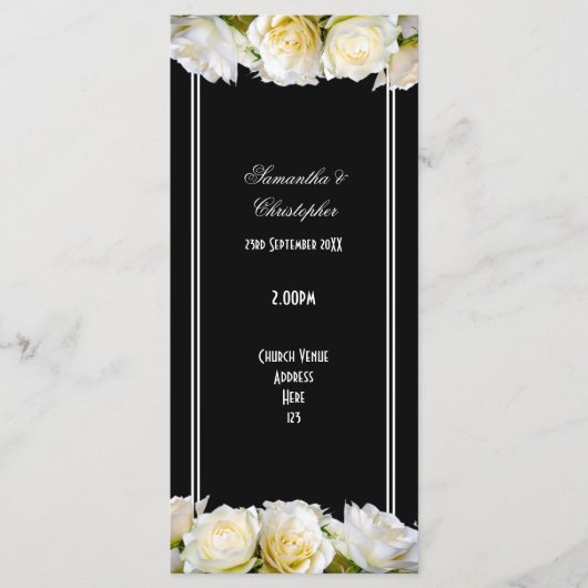 Witte rozen op het programma voor de bruiloft in d (Voorkant)