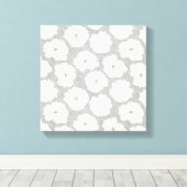 Witte rozen op lichtgrijs - naadloos patroon. canvas afdruk (Insitu (Houten vloer))