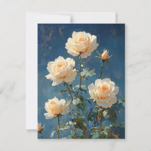 Witte rozen op marineblauwe achtergrond briefkaart