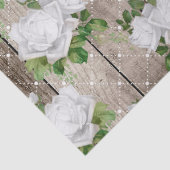 Witte rozen op Rustic Wood-rotatie Tissuepapier (Detail)