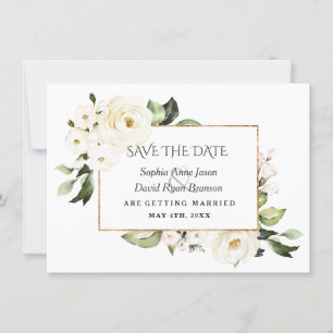 Witte Rozen Pioenrozen Bloeiende Bruiloft Save The Date