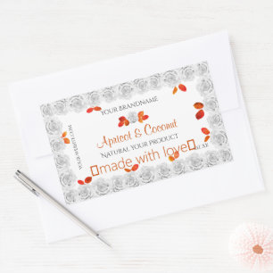  witte rozen Productlabels Oranje bladeren Rechthoekige Sticker