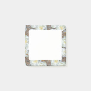 Witte Rozen Romantisch Landelijk Patroon Post-it® Notes