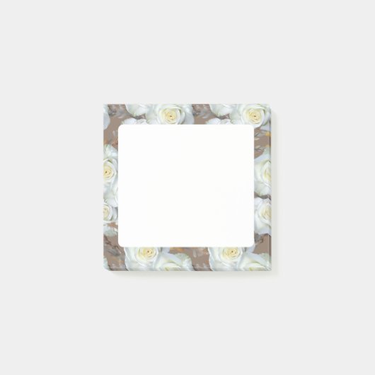 Witte Rozen Romantisch Landelijk Patroon Post-it® Notes (Voorkant)