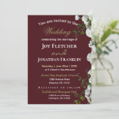 Witte rozen Rood Achtergrond Trouw Uitnodiging (Staand voorkant)