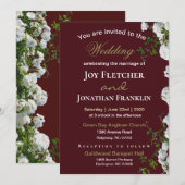 Witte rozen Rood Achtergrond Trouw Uitnodiging (Voorkant / Achterkant)