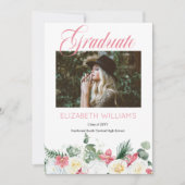 Witte rozen |Roze orchidee 4 Fotocollage Afstudere Aankondiging (Voorkant)