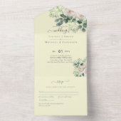 Witte Rozen Salie Eucalyptus Citroen Geel TROUWEN All In One Uitnodiging (Binnen)