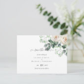 Witte Rozen Salie Eucalyptus Trouw Datum Bewaren Briefkaart (Staand voorkant)