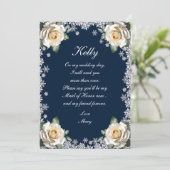 Witte Rozen Sneeuwvlok Kerst Maid of Honor Kaart (Staand voorkant)