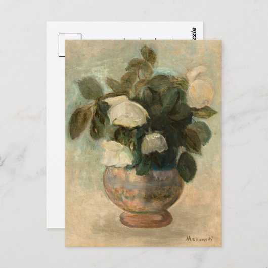 Witte rozen | Tadeusz Makowski Briefkaart (Voorkant / Achterkant)