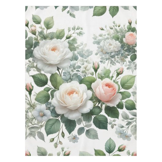 witte rozen tafelkleed (Voorkant)