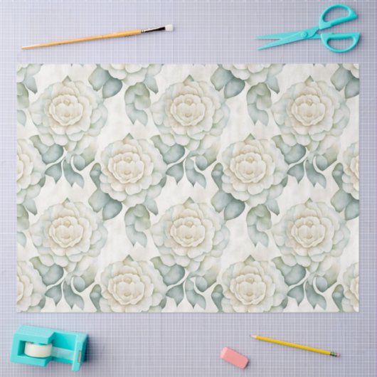 Witte rozen tissuepapier (Craft)