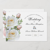 Witte rozen - Traditioneel | Uitnodiging tot wedde (Voorkant / Achterkant)