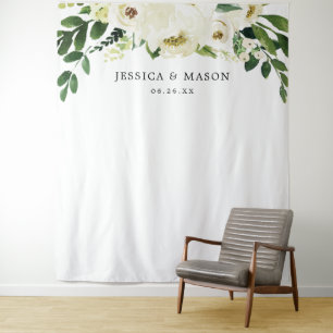 Witte Rozen Trouw Achtergrond Banner Wandkleed