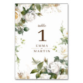 Witte Rozen Trouw Elegante Bloemen Kaart (Achterkant)