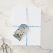 Witte rozen & veren cadeaulabel (Met Touw)