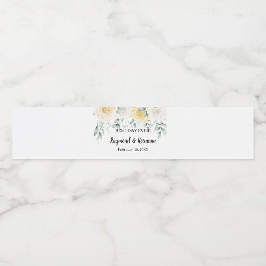 Witte Rozen Vrijgezellenfeest bruiloft waterfles Waterfles Etiket (Enkel label)