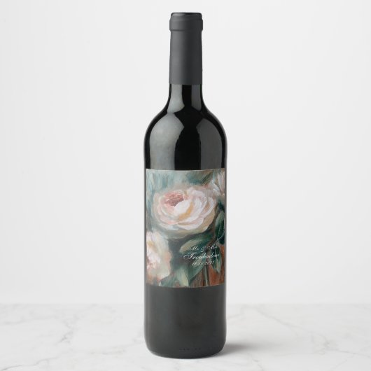 Witte Rozen Wijn Etiket (Voorkant)