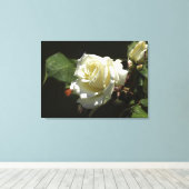 Witte Rozen Wilde Bloemen Fotoprint Canvas Afdruk (Insitu (Houten vloer))