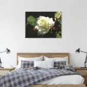 Witte Rozen Wilde Bloemen Fotoprint Canvas Afdruk (Insitu (Slaapkamer))