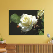 Witte Rozen Wilde Bloemen Fotoprint Canvas Afdruk (Insitu (Woonkamer))
