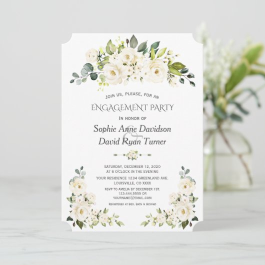 Witte rozen witte rozen Hydrangea Bloom Verloving Kaart (Staand voorkant)