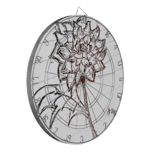 witte rozenbloem dartbord (Voorkant Links)