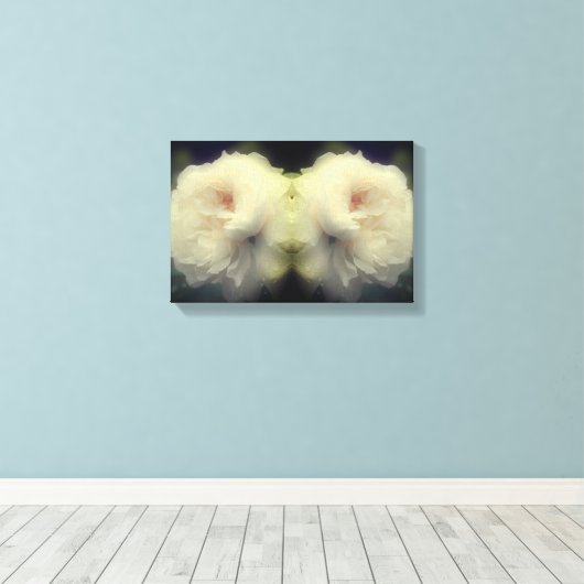 Witte rozenbloem in bloei Abstract Canvas Afdruk (Insitu (Houten vloer))