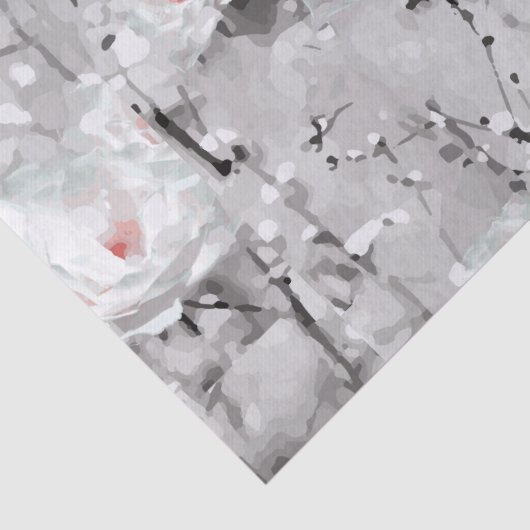 Witte rozenbloem winterbloemgrijs tissuepapier (Detail)