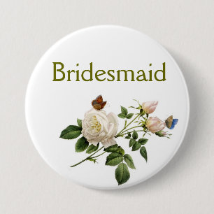  witte rozenbloemen bruidsmaid ronde button 7,6 cm