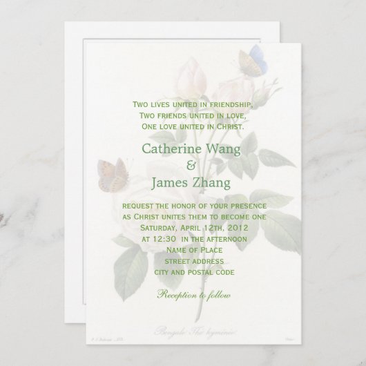  witte rozenbloemen Christelijke bruiloft Kaart (Voorkant / Achterkant)