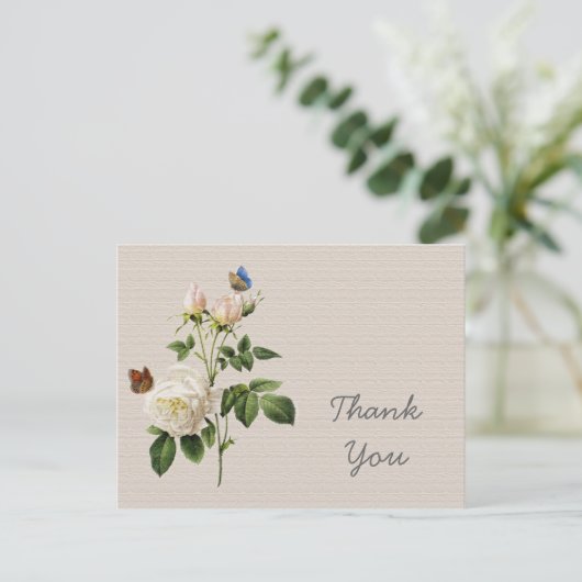  witte rozenbloemen dank u briefkaart (Staand voorkant)