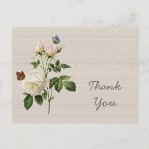 witte rozenbloemen dank u briefkaart