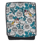 Witte rozenbloemen en goudvinken rugtassen (Voorkant)