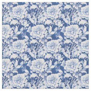 Witte rozenbloemen op blauw Natuur behang Stof